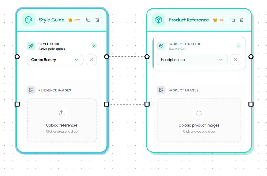 A client brand guide and asset catalog saved next to the design canvas